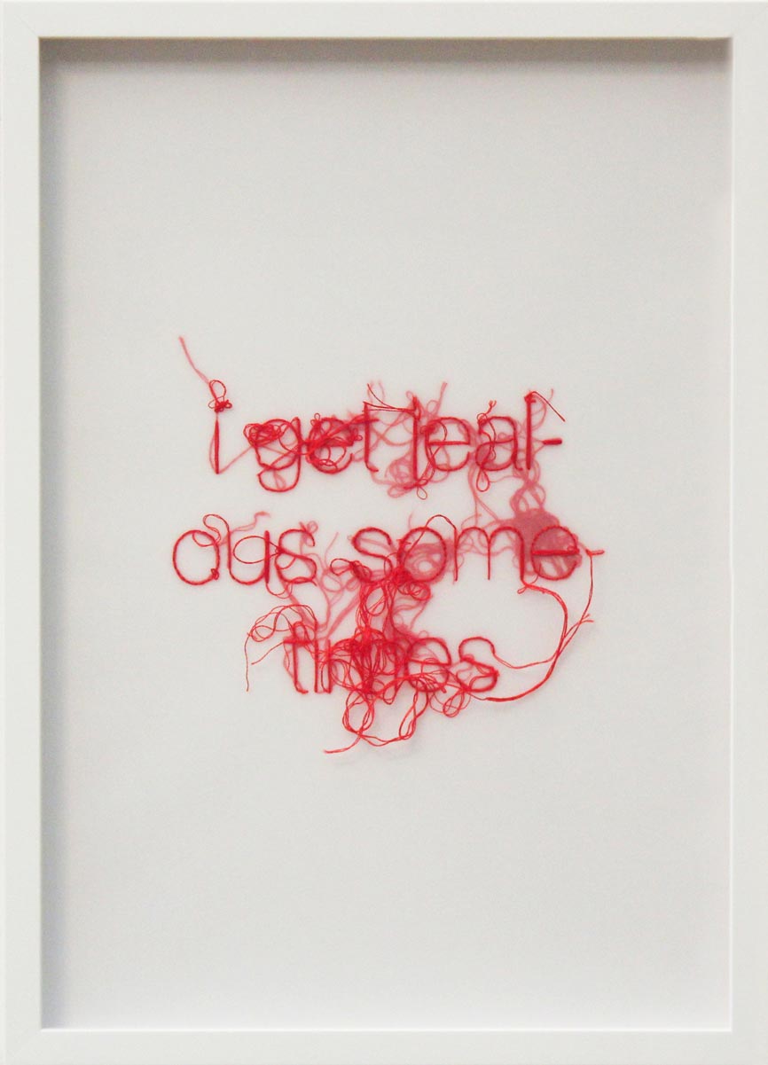 Sara Al Haddad, filling holes: i get jealous sometimes, 2012, embroidery on poleyster film paper, 44x32cm