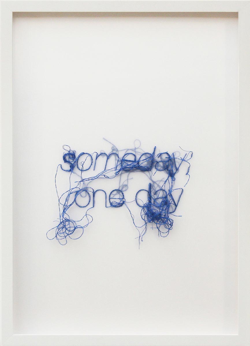 Sara Al Haddad, filling holes: someday; one day, 2012, embroidery on poleyster film paper, 44x32cm