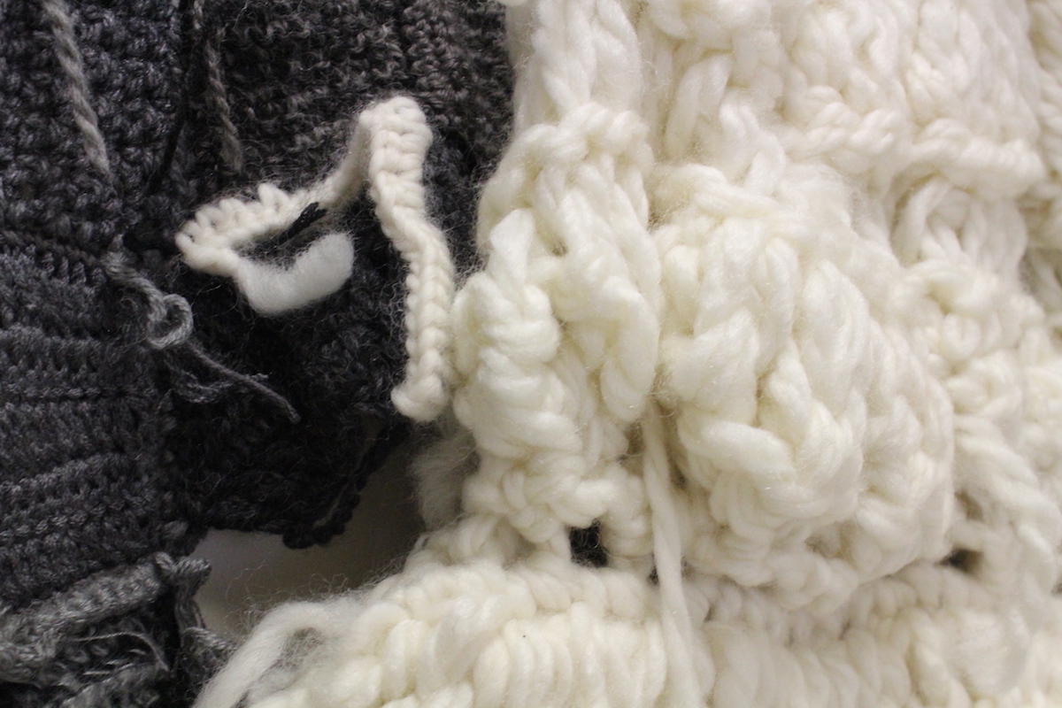 Sara Al Haddad, untitled, 2012, twig, crocheted and knitted yarn, 157x150cm