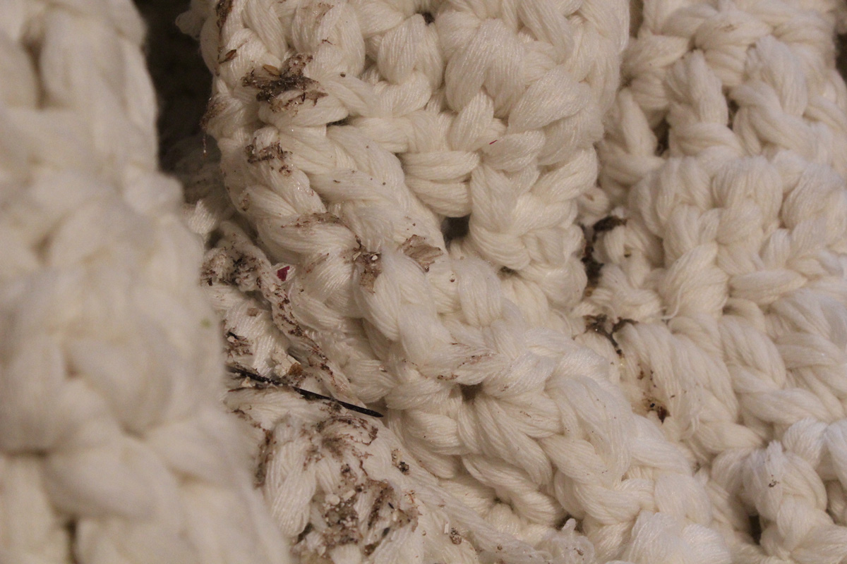 Sara Al Haddad, without, 2013, crocheted yarn, wire and dust, SIKKA Art Fair 2013