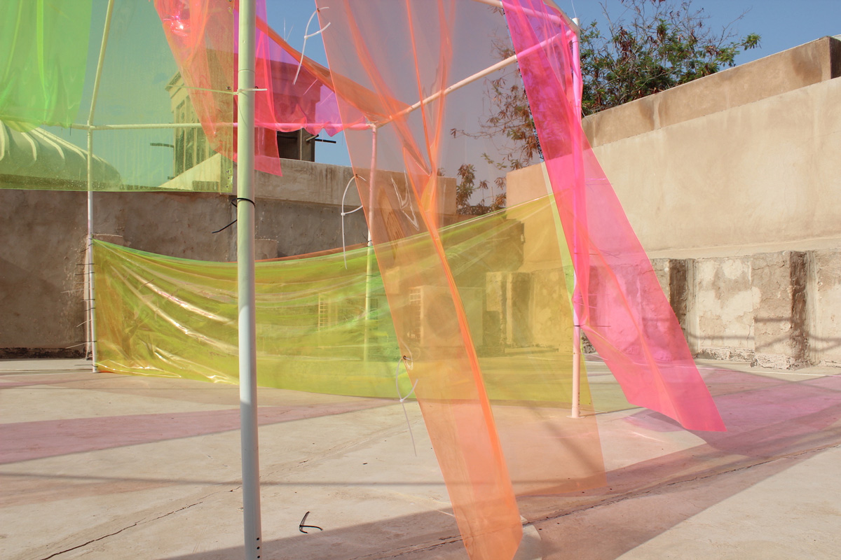 Sara Al Haddad, hence, 2014, PVC, zipties and metal frame, variable dimensions. A.i.R. Residency at SIKKA Art Fair 2014