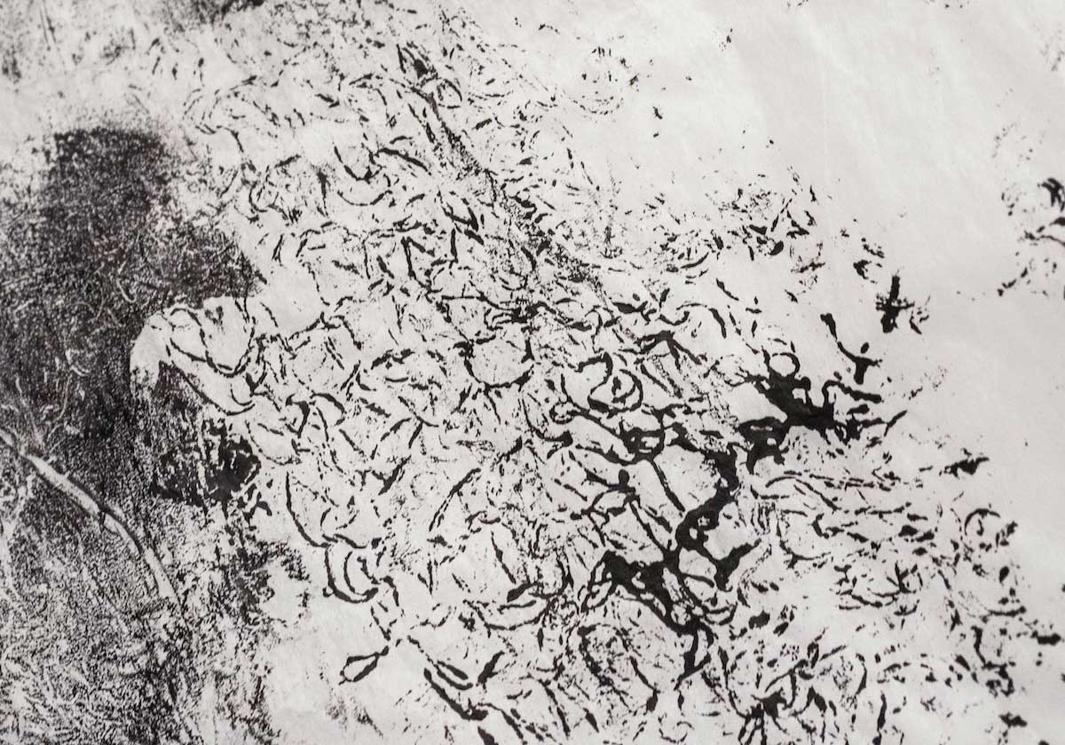 Sara Al Haddad, إلى متى (until when) (window 2,) (2016), Arabic incense, pins and black acrylic paint on tissue paper, 65x51cm (x)