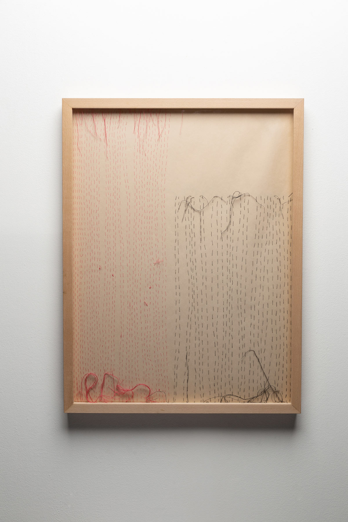 Sara Al Haddad, us, 2018, hand stitches on paper and polyester film paper, set of 4: 63.7x48.5cm (each)